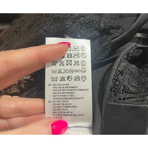 NWT Sandro Black Satin Lace Dress Cutout Back Shoulder Straps Size 3 (U.S. 6/8) - Picture 7 of 7